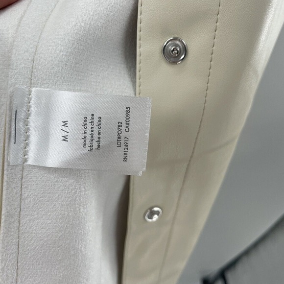 NWT WeWoreWhat Vegan Leather Overshirt Shacket Jacket Cream sz M $118 MSRP - Picture 8 of 8